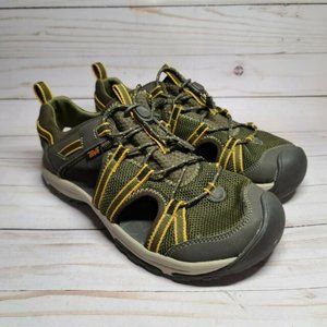 Teva Girls Athletic FIsherma Sandals Manatee 1019403C Olive Drawstring Sz 3
